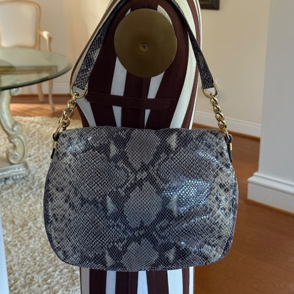 Michael Kors Bedford Crossbody Shoulder Bag Leather Python Embossed Handbag - Picture 6 of 14